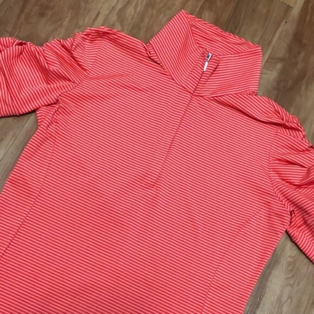 Nike Golf Dri-Fit Orange and Pink Striped Shirt Size Medium